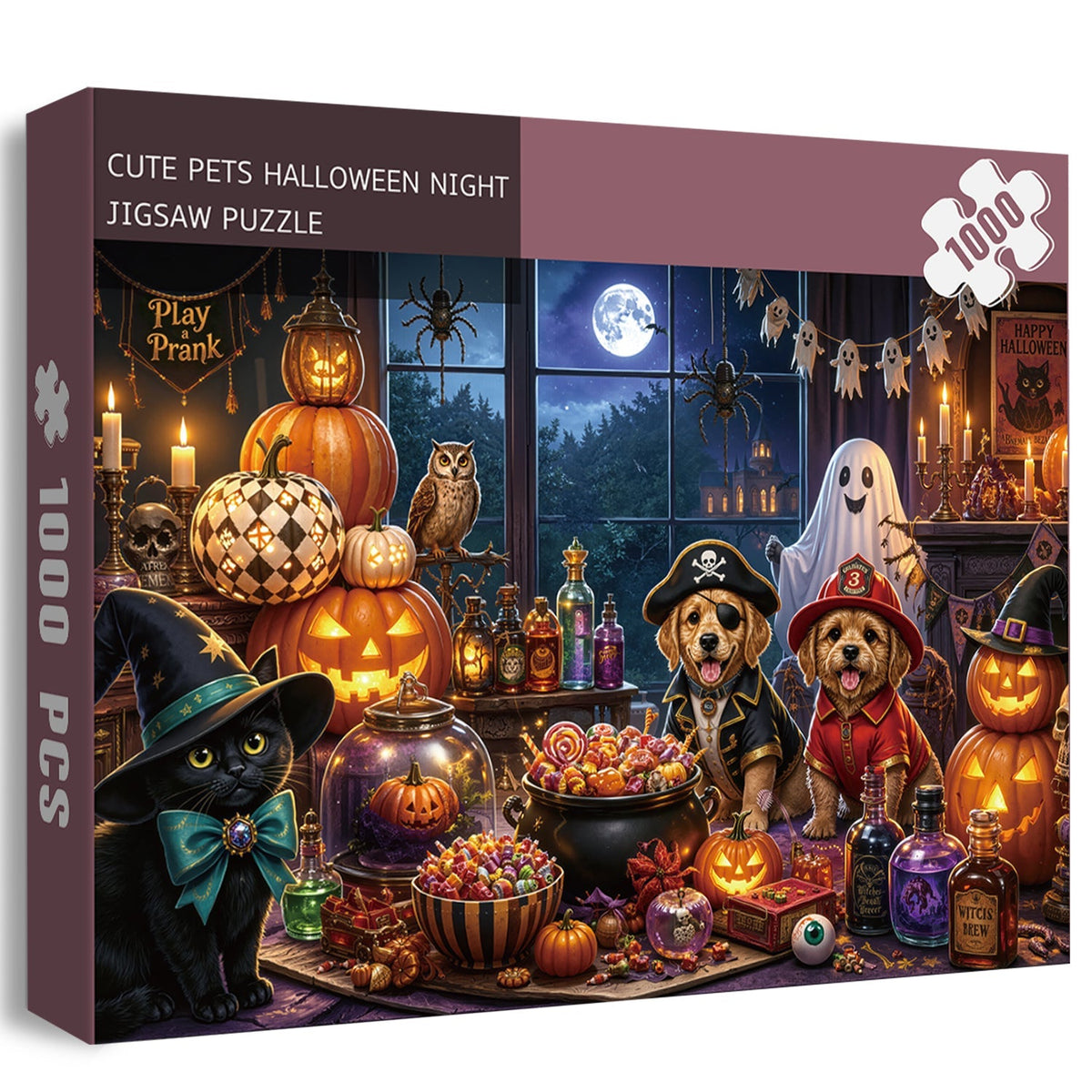 Cute Pets Halloween Night Jigsaw Puzzle 1000 Piece