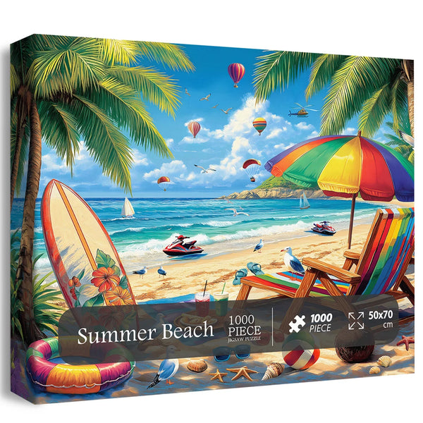 Beach Dinner 1000 Piece Jigsaw Puzzle For Adults - Sailboat Sunset Scene Puzzle