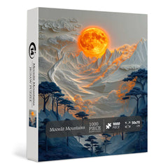 Rompecabezas de montañas iluminadas por la luna 1000 piezas