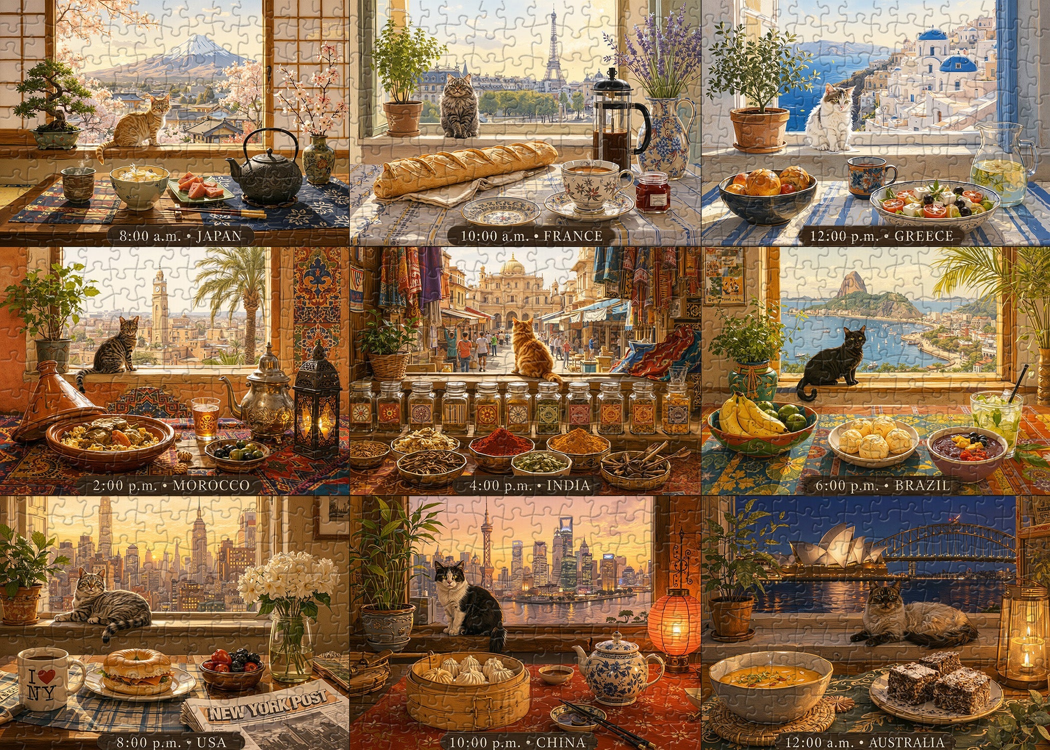 World Window Cats Jigsaw Puzzle 1000 Pieces