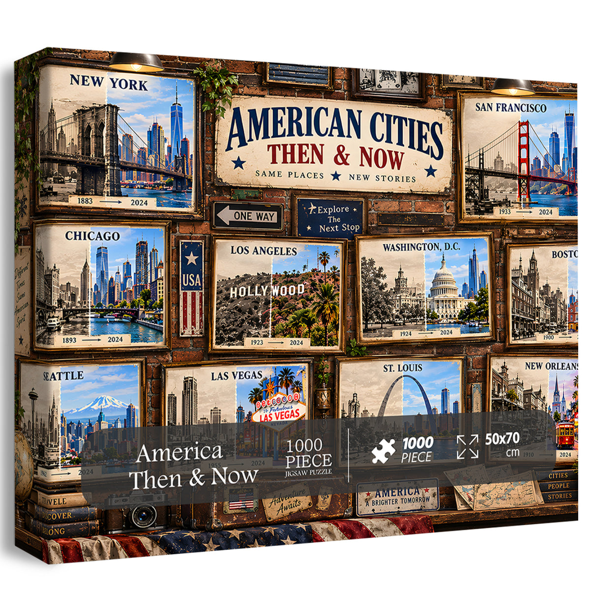 Amerika damals und heute Puzzle 1000 Teile