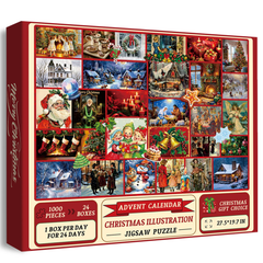 Weihnachtsillustration Adventskalender Puzzle 1000 Stücke