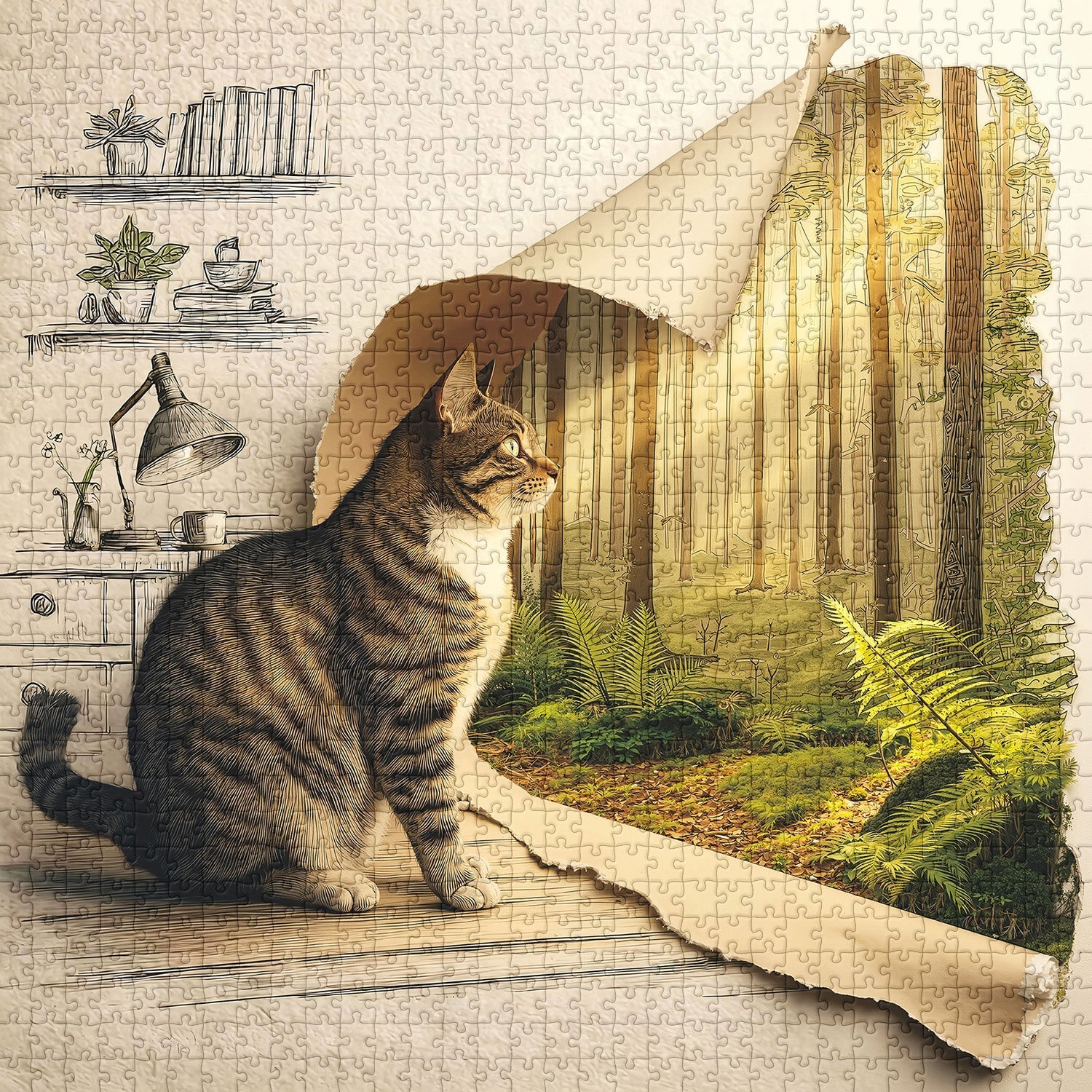 The Exploring Cat Jigsaw Puzzle 1000 Pieces