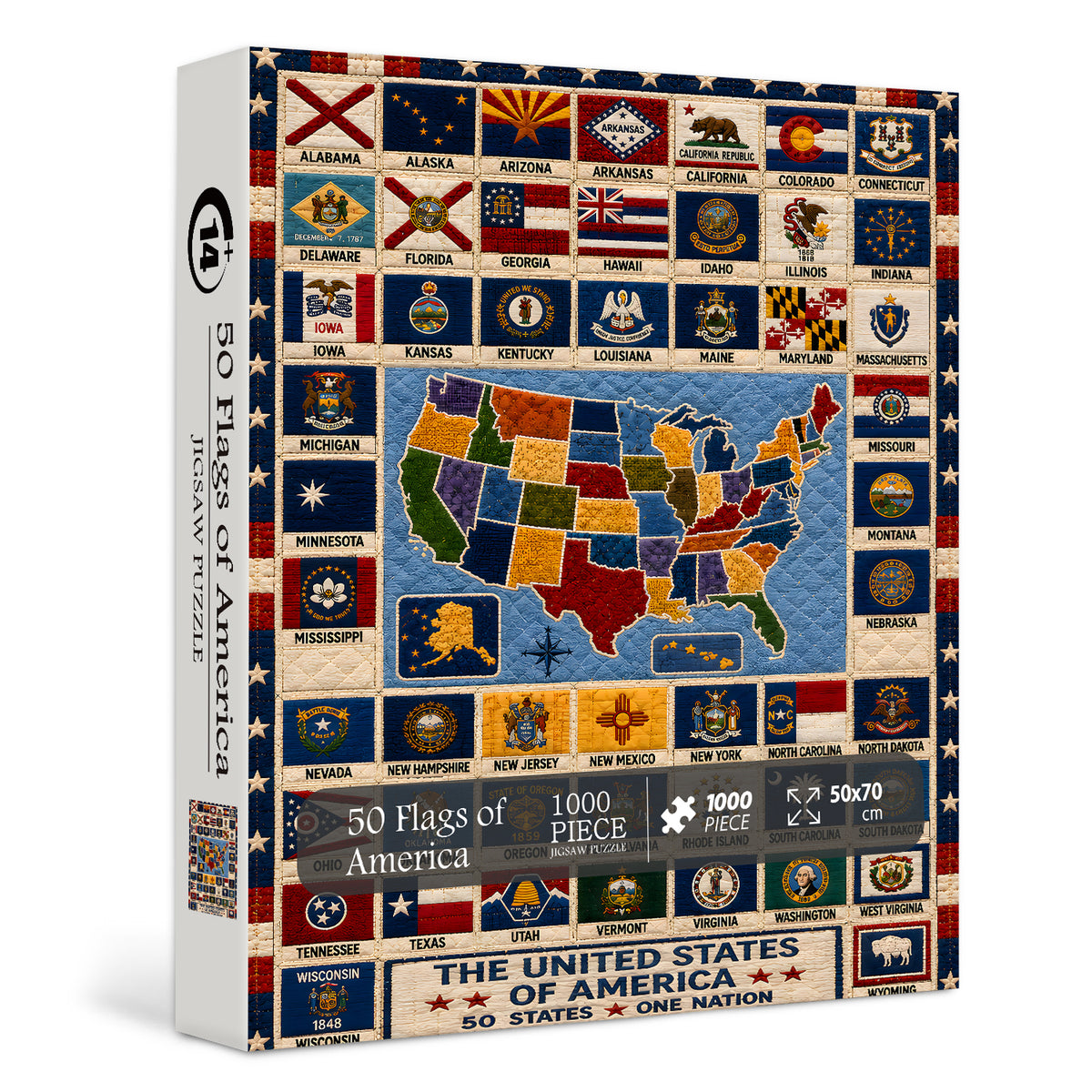 Puzzle con 50 bandiere d'America, 1.000 pezzi