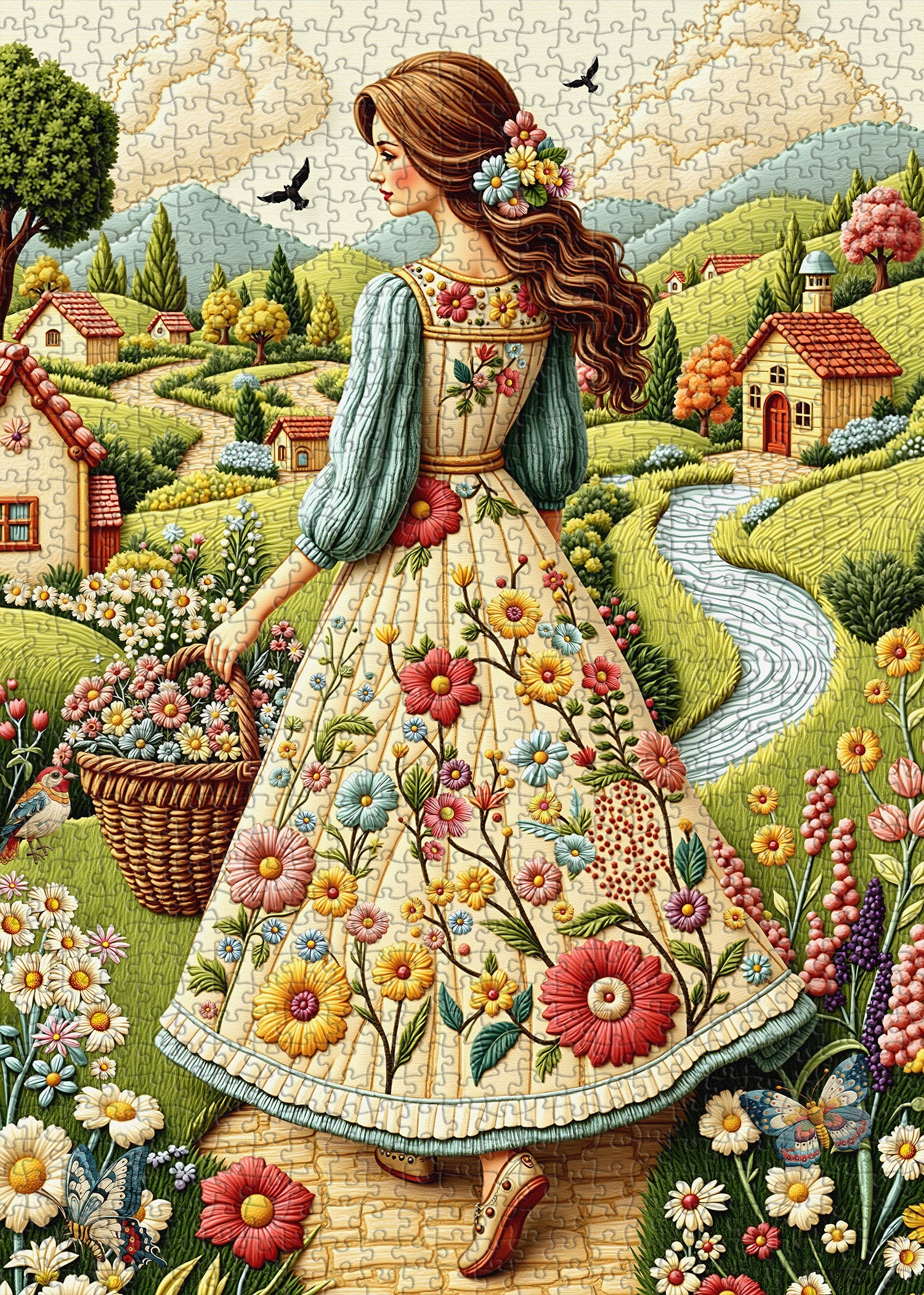 Floral Country Lady Jigsaw Puzzle 1000 Pieces