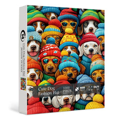 Süße Hundemode -Hut -Puzzle 1000 Stücke