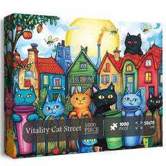 Buntes Cat Street Puzzle 1000 Stücke
