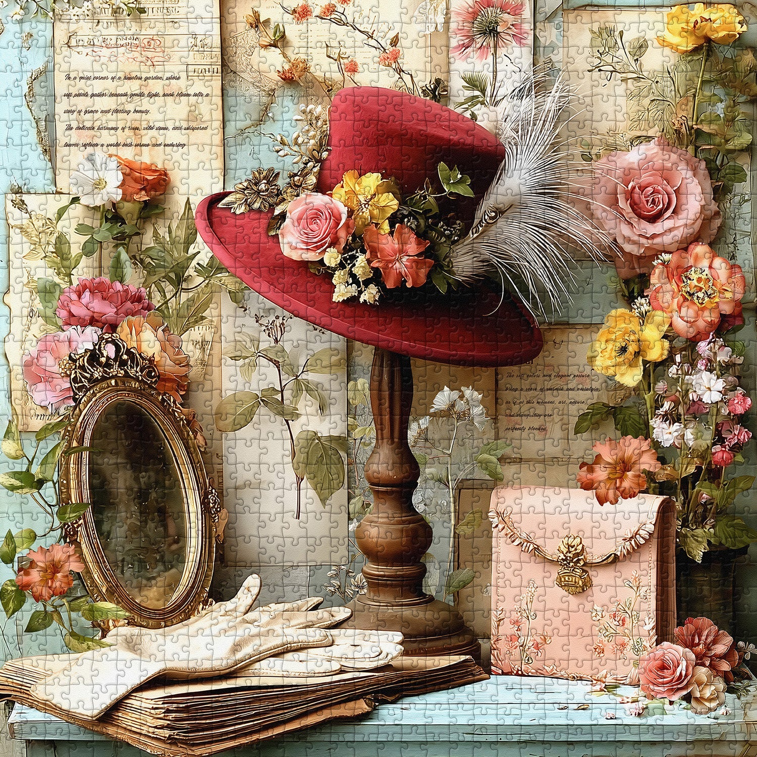 Vintage Floral Hat Jigsaw Puzzle 1000 Pieces