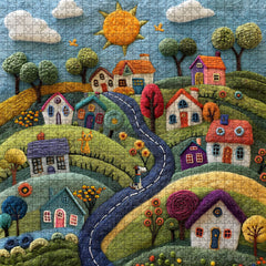 Whimsical Wool Village Jigsaw Puzzle 1000 Pieces