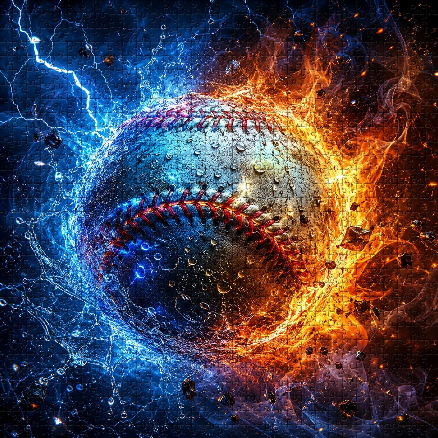Fire Ice Baseball Jigsaw Puzzle 1000 Pieces