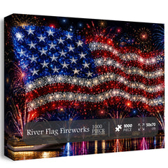 River Flag Fireworks Jigsaw Puzzle 1000 Pieces