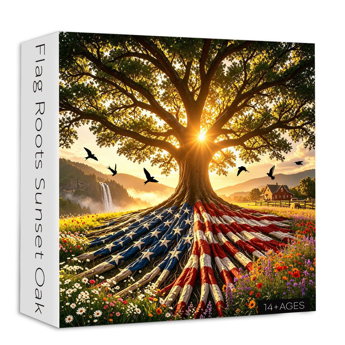 Flag Roots Sunset Oak Rompecabezas de 1000 piezas