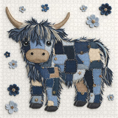 Blue Denim Highland Cow Puzzle 1000 Teile