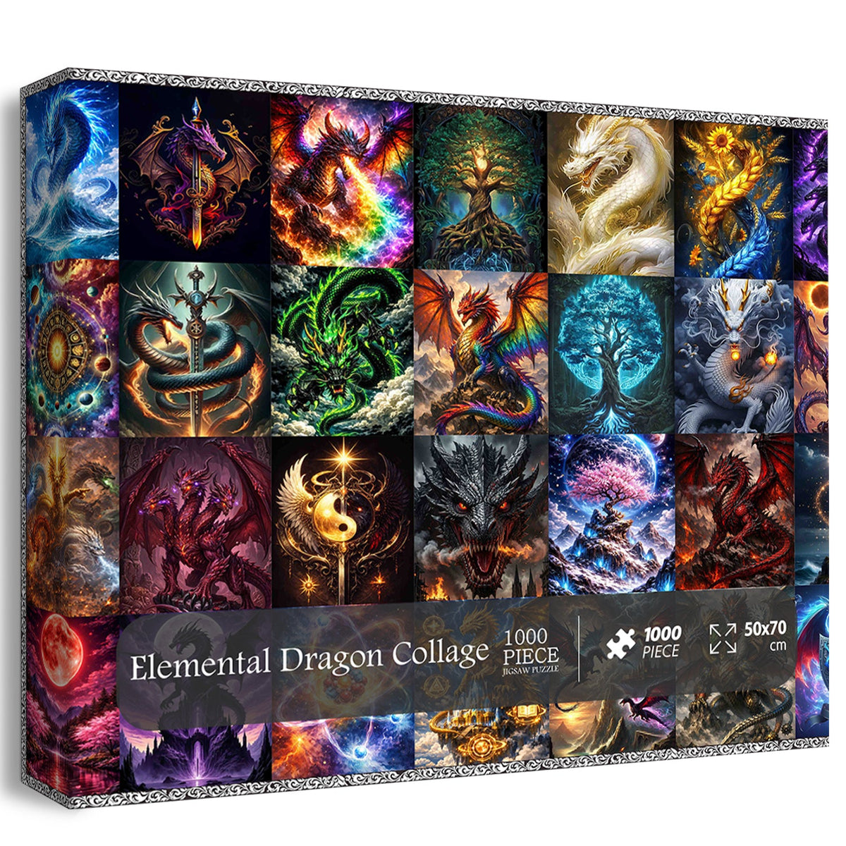 Elemental Dragon Collage Jigsaw Puzzle 1000 Pieces