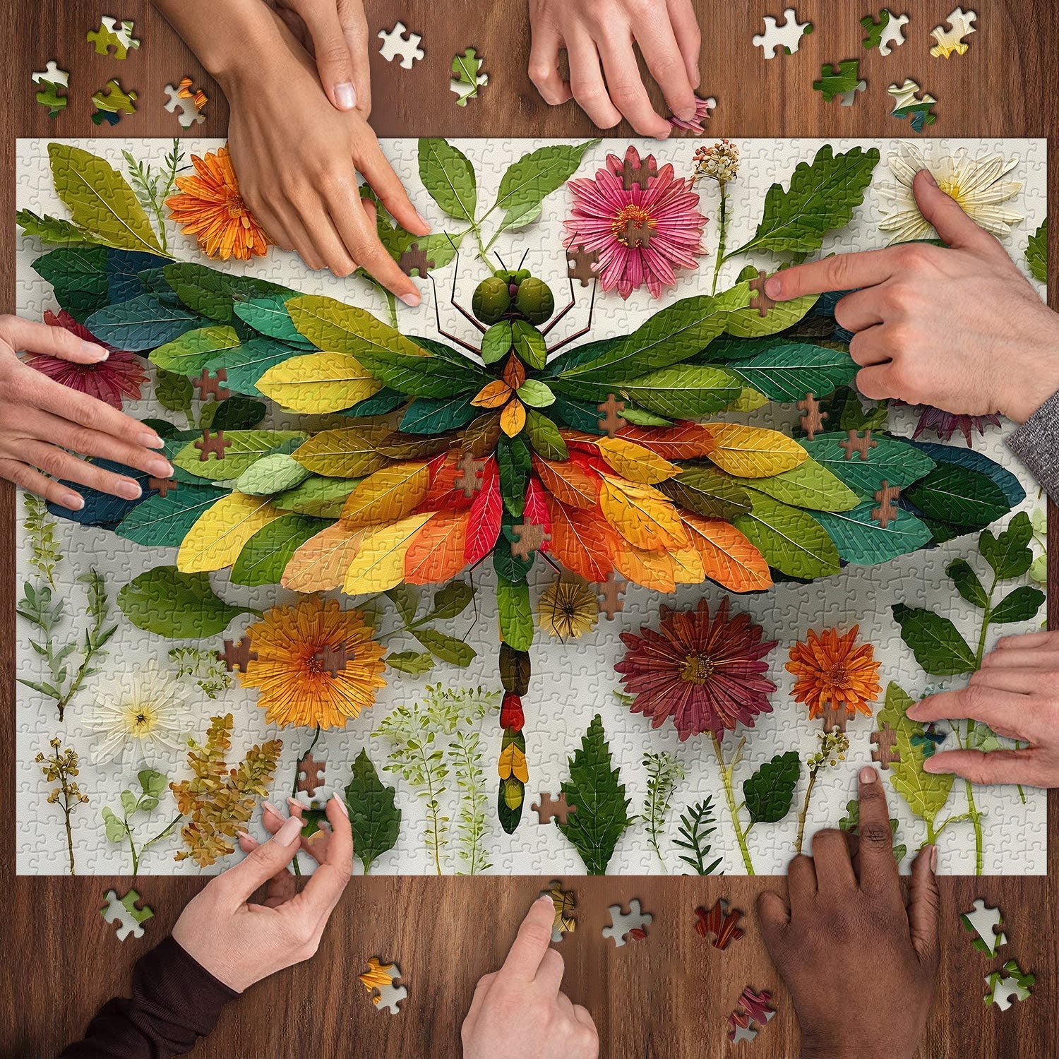 Rompecabezas de libélula de hoja de 1000 piezas