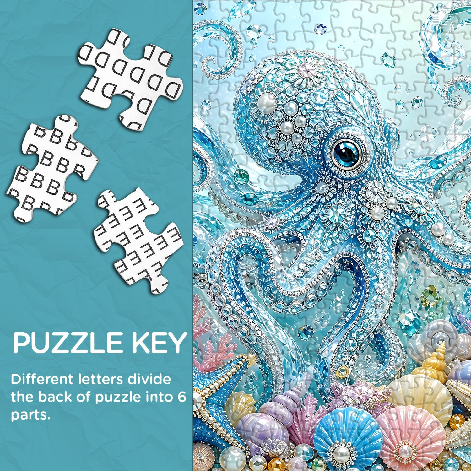 Puzzle con polpo oceanico ingioiellato, 1000 pezzi