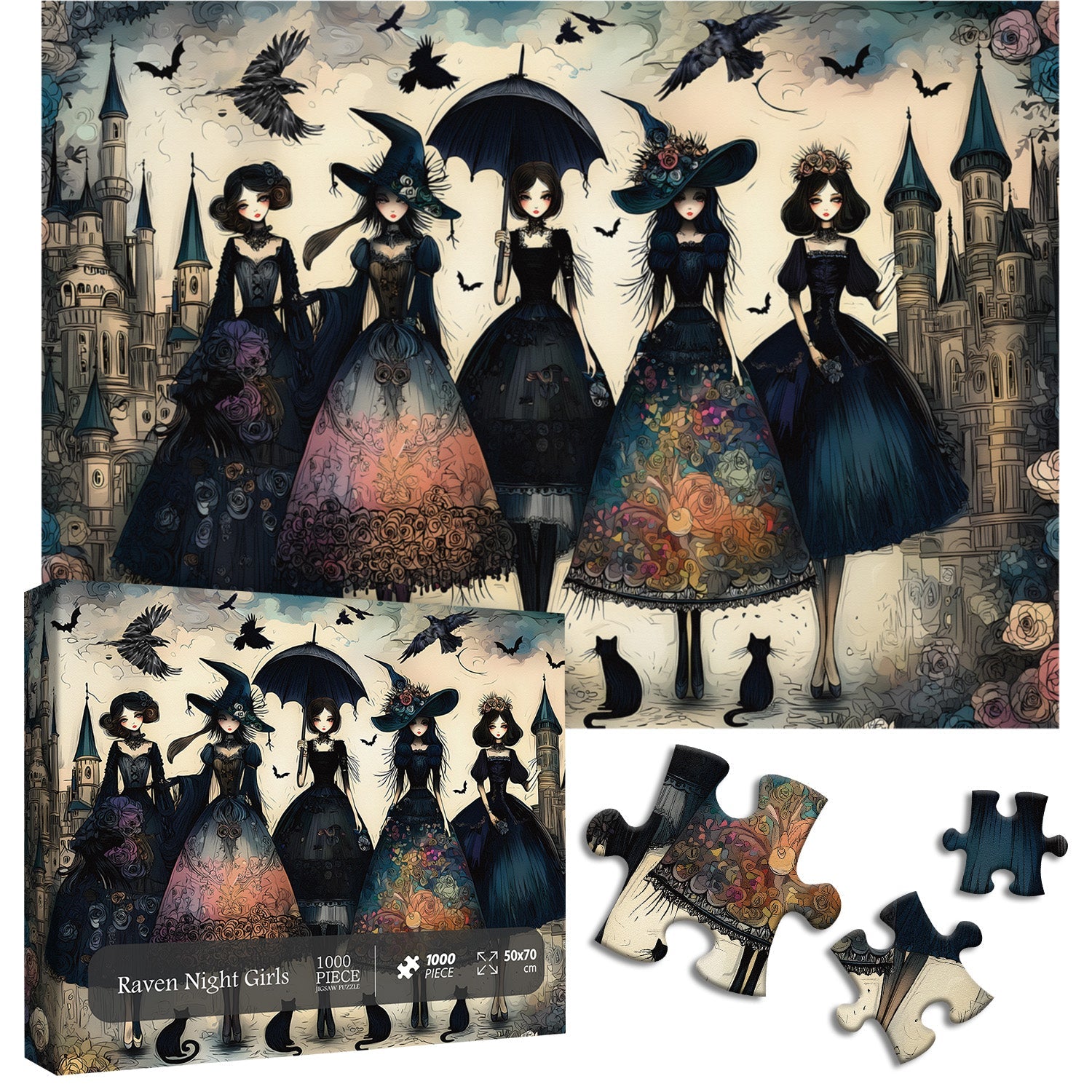 Raven Night Girls Jigsaw Puzzle 1000 Pieces