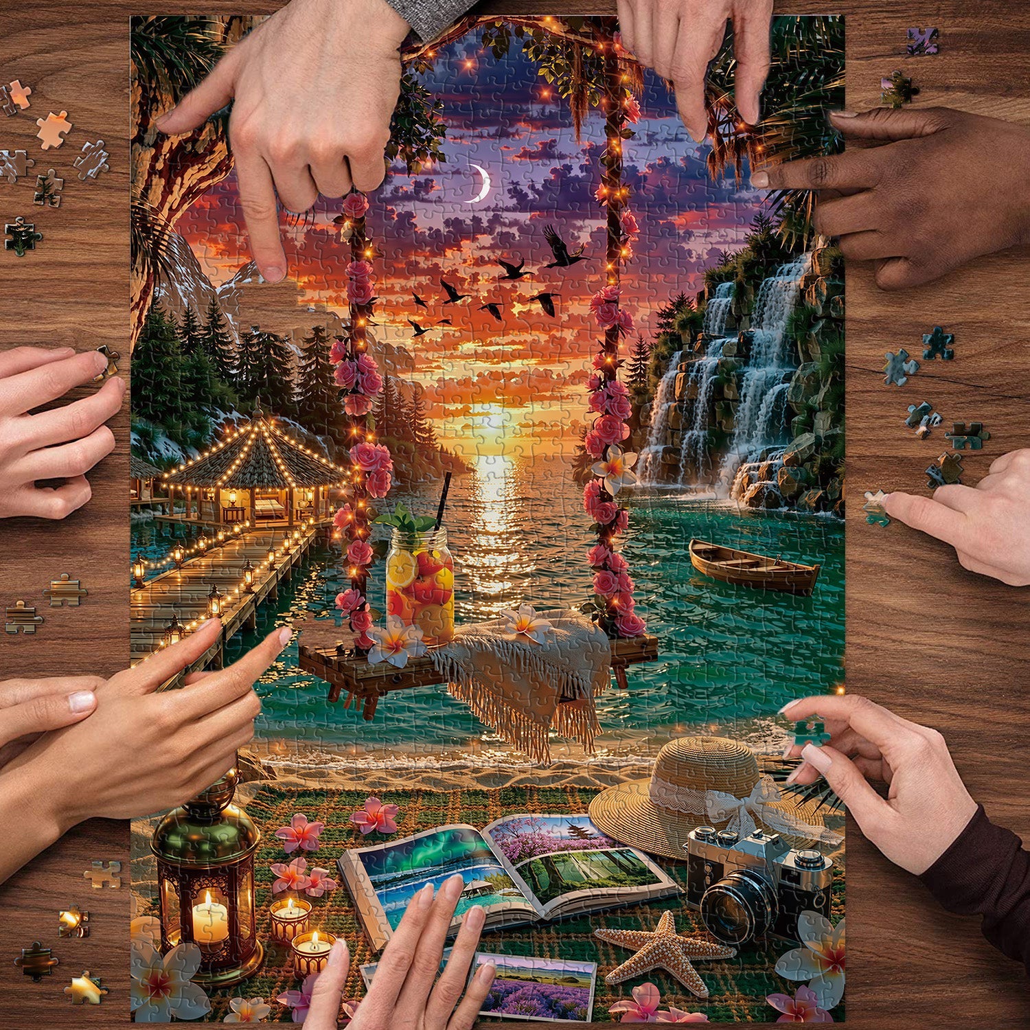 Puzzle Balançoire Coucher de Soleil 1000 Pièces
