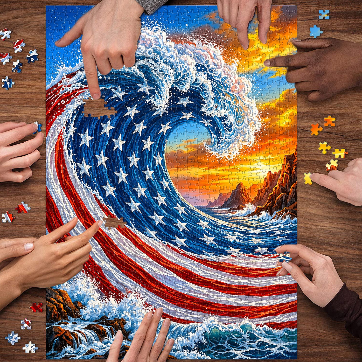 Stars and Stripes Wave Jigsaw Puzzle 1000 Pieces