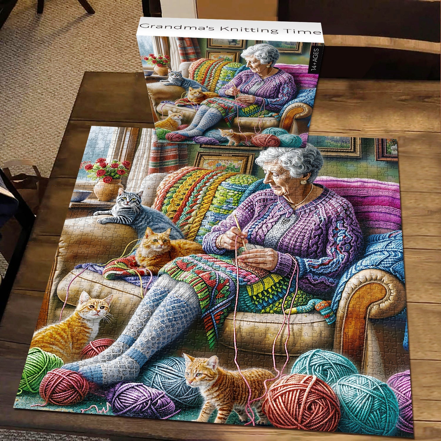 Puzzle del tempo del lavoro a maglia della nonna, 1000 pezzi