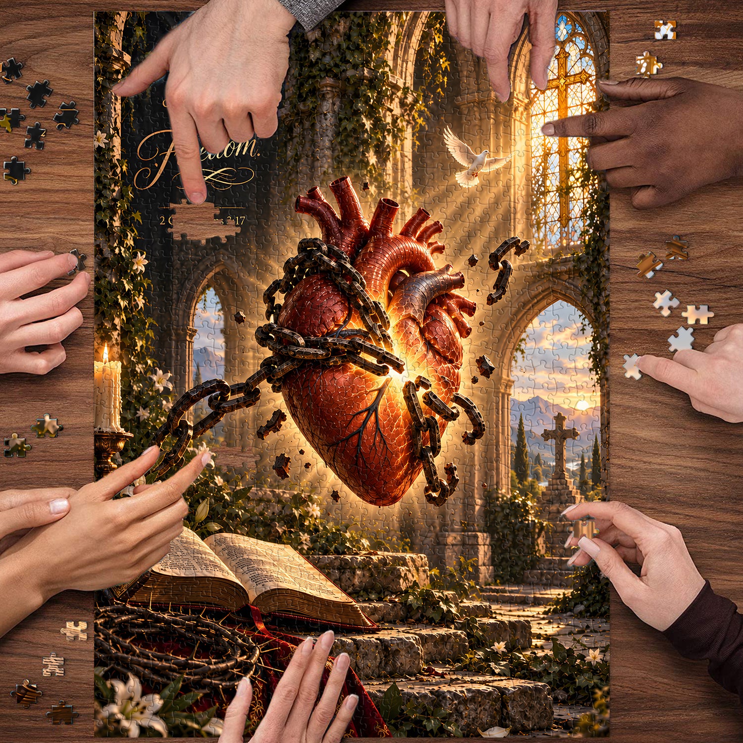 Gebrochene Ketten, Herz-Jesu-Puzzle, 1000 Teile
