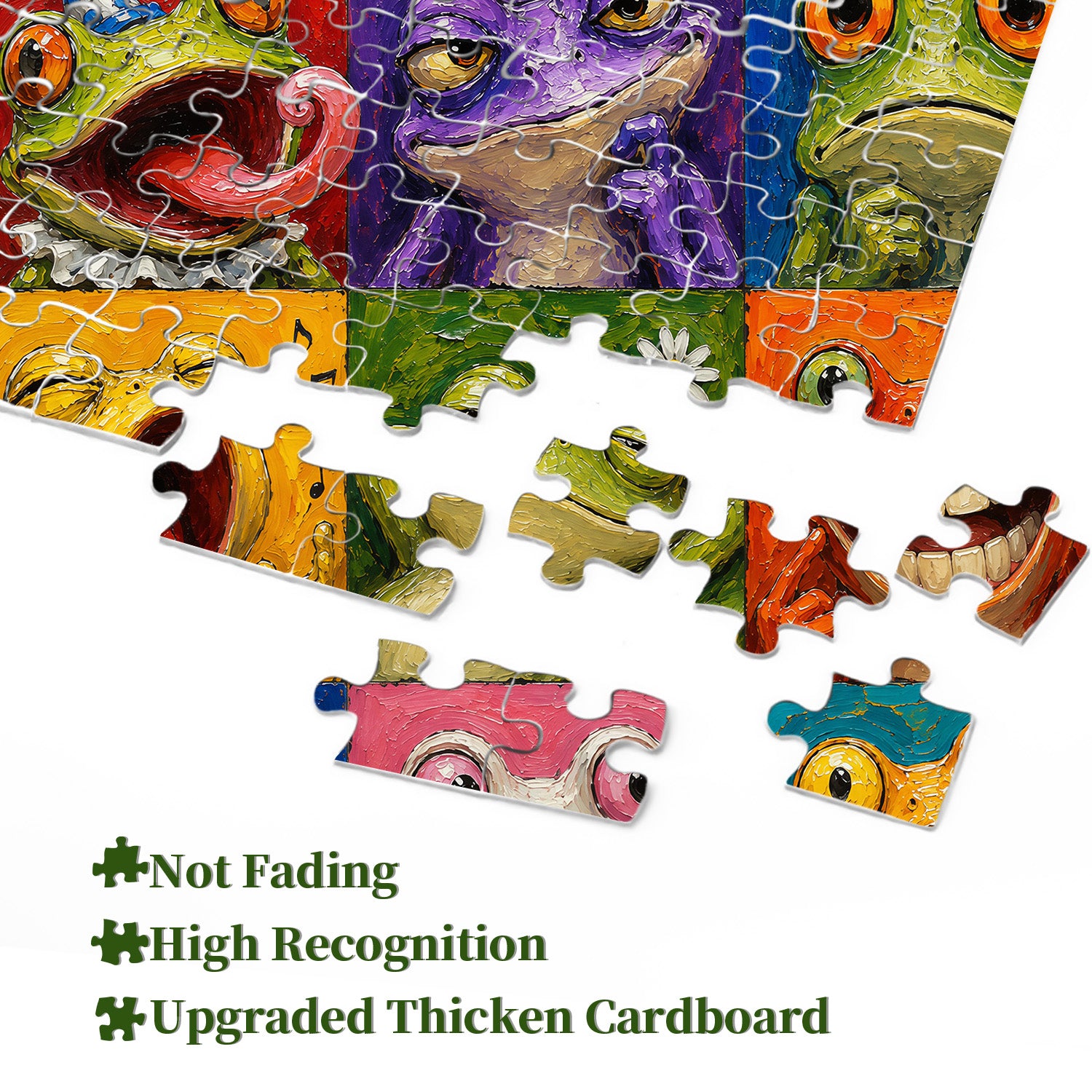 Colorful Frog Faces Jigsaw Puzzle 1000 Pieces