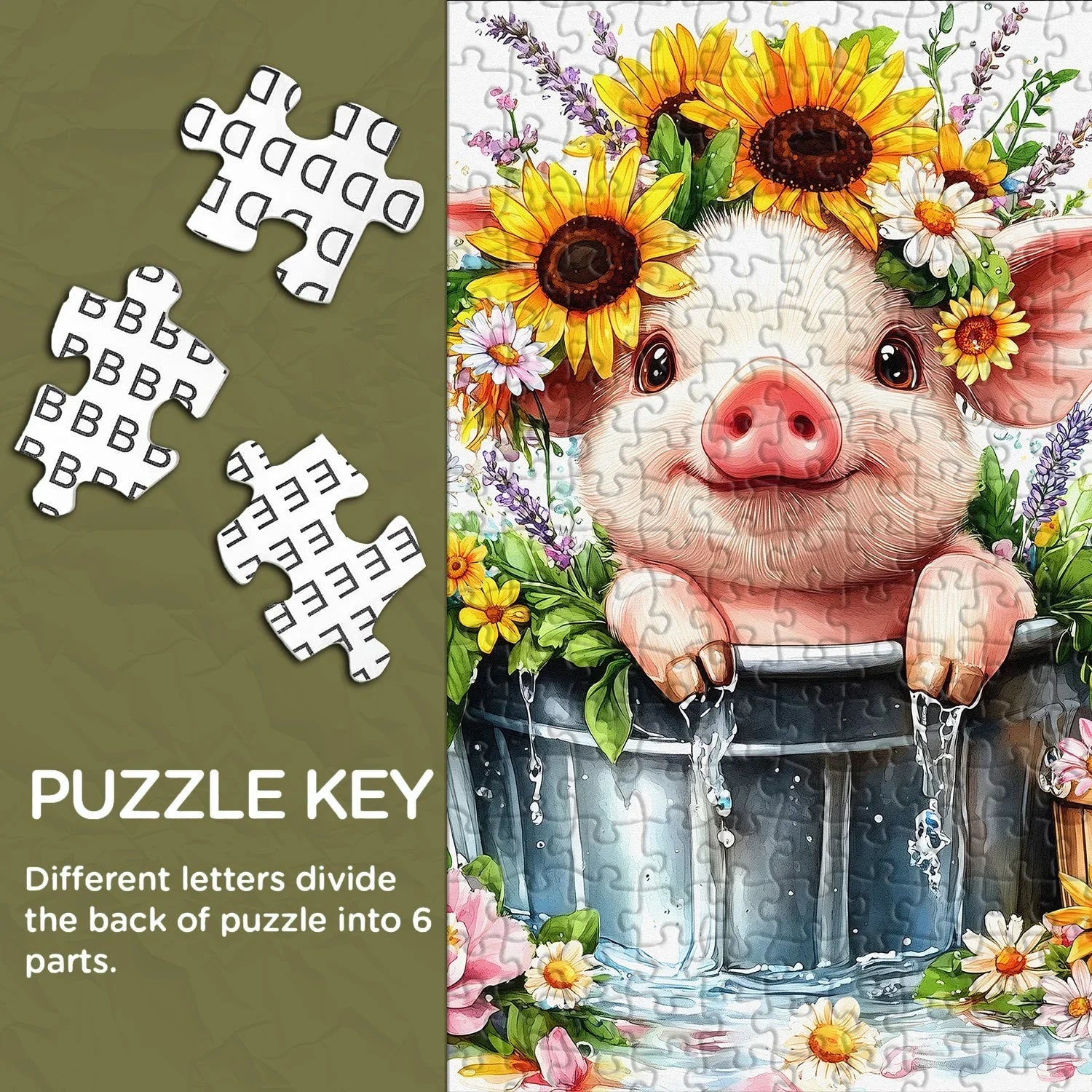 Blumenkronen-Schwein-Puzzle 1000 Teile