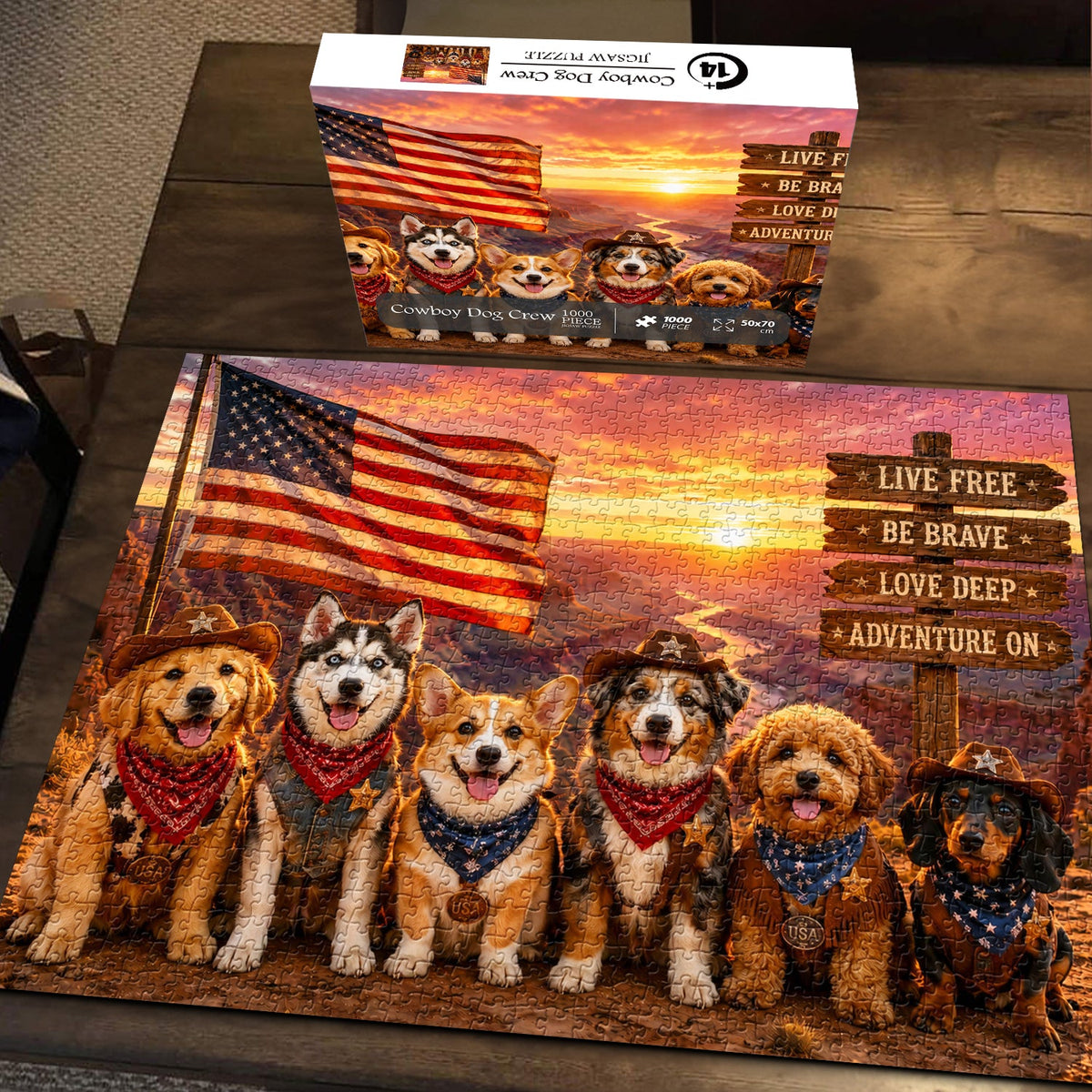 Cowboy Dog Crew Jigsaw Puzzle 1000 Pieces