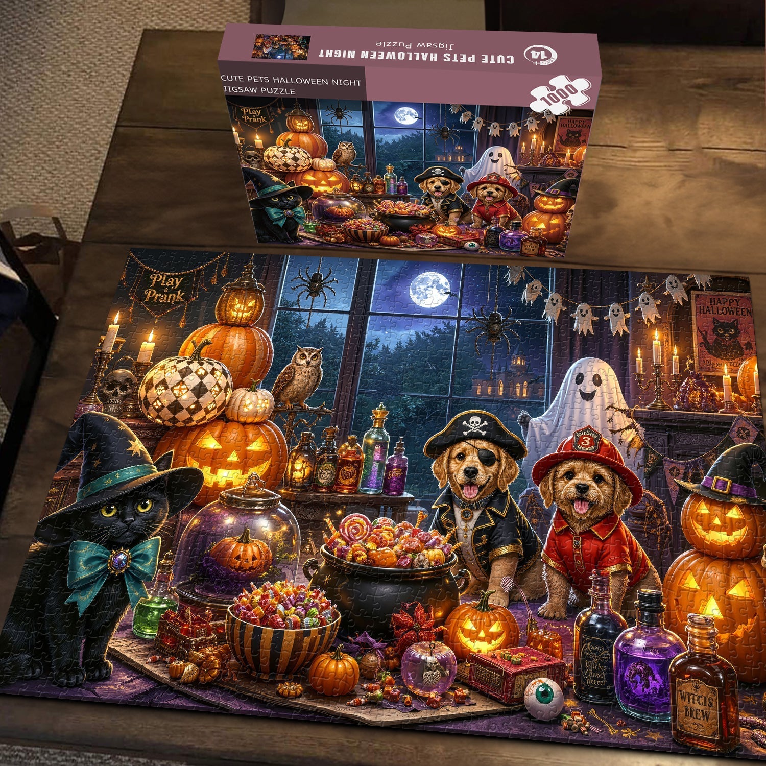 Cute Pets Halloween Night Jigsaw Puzzle 1000 Piece