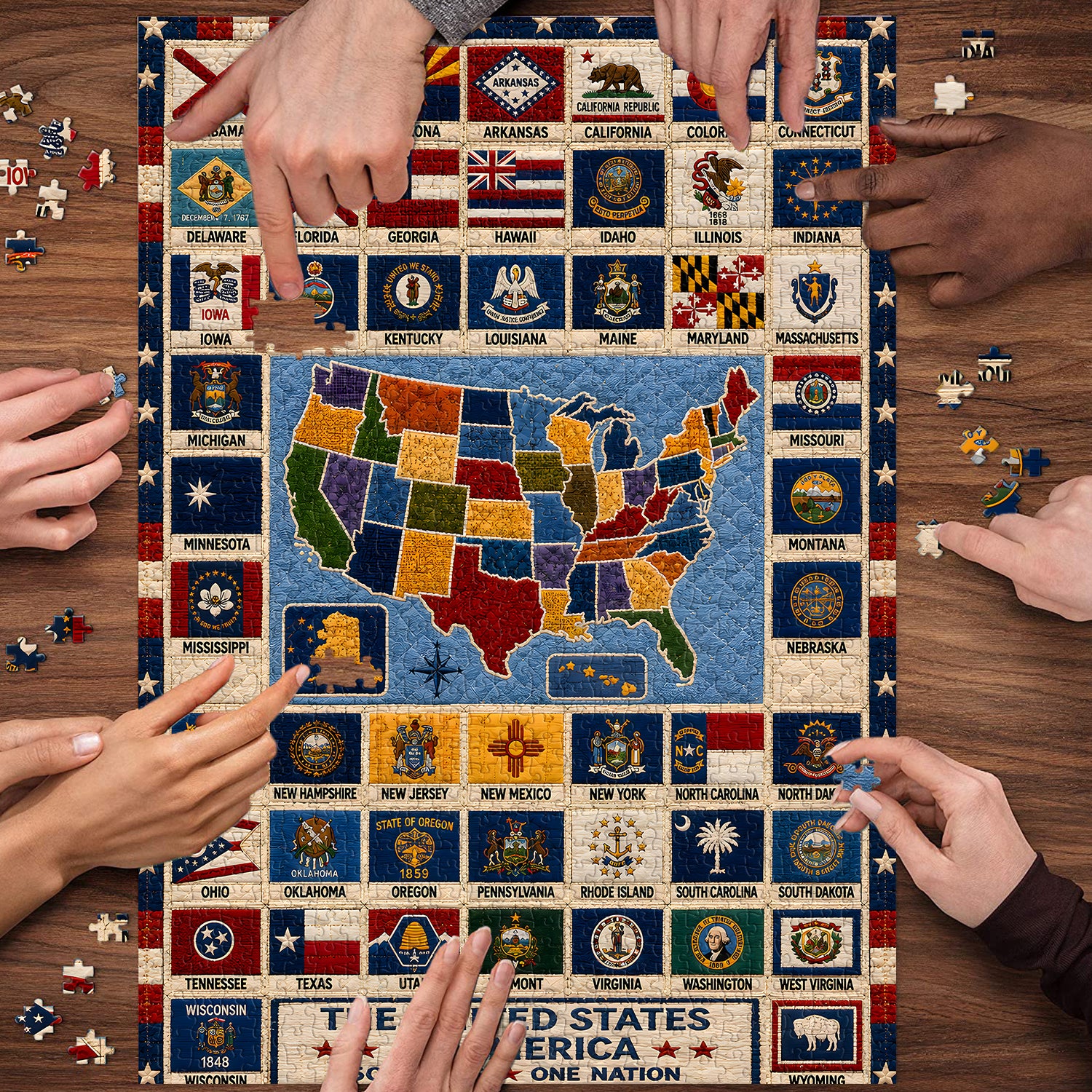 Puzzle con 50 bandiere d'America, 1.000 pezzi