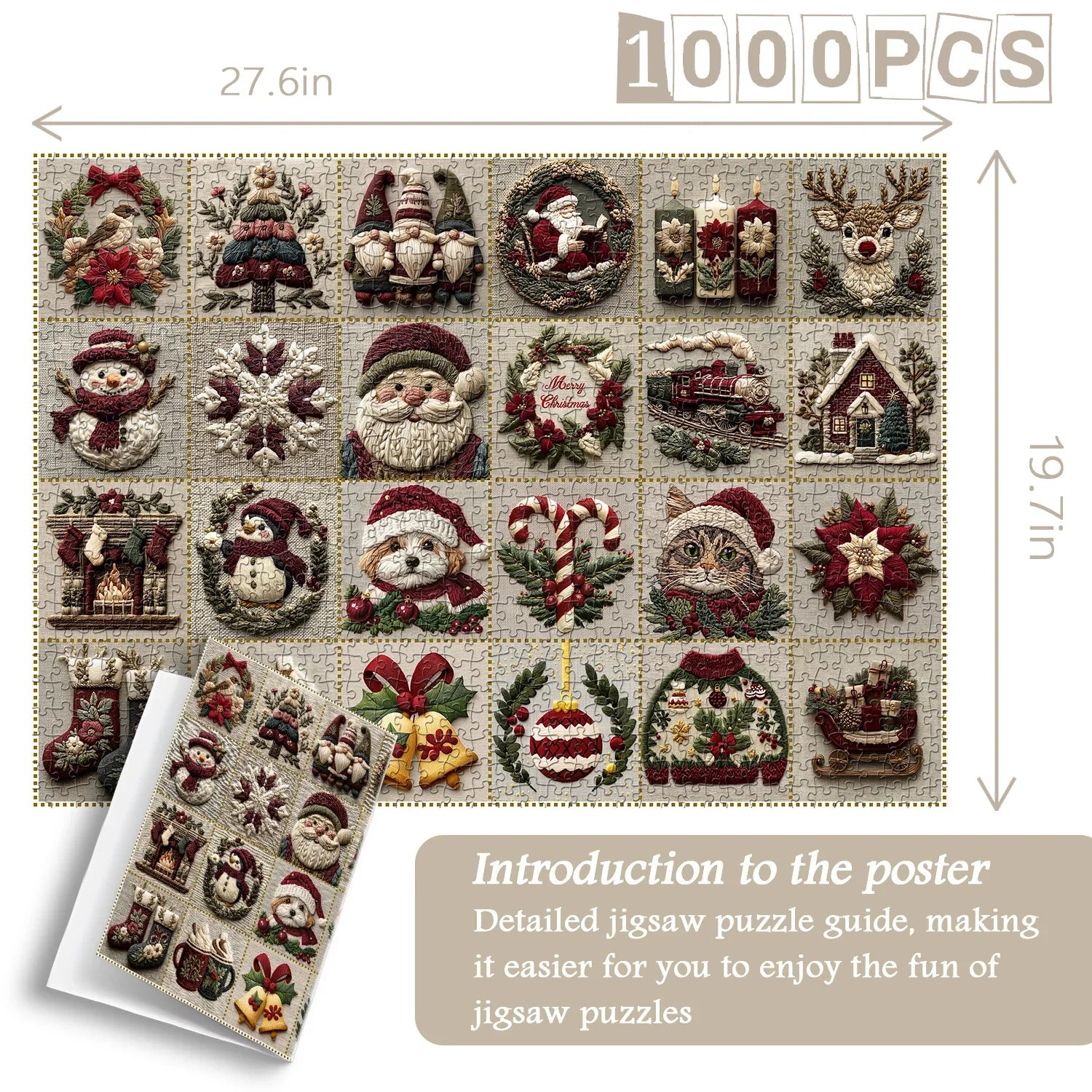 Vintage Christmas Fabric Fun Jigsaw Puzzle 1000 Pieces