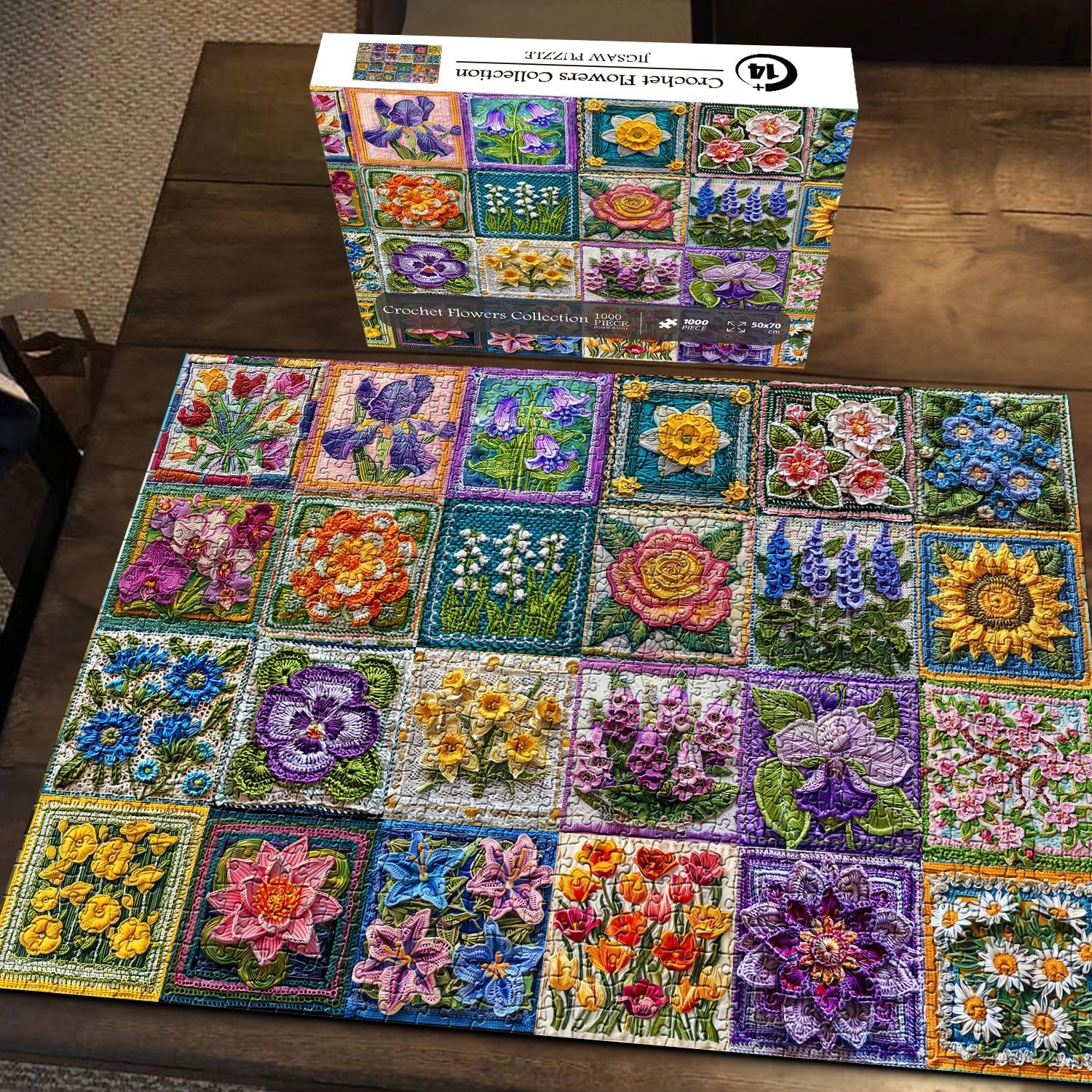 Collezione di fiori all'uncinetto puzzle puzzle 1000 pezzi