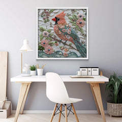 Floral gewebtes Kardinal -Puzzle 1000 Teile