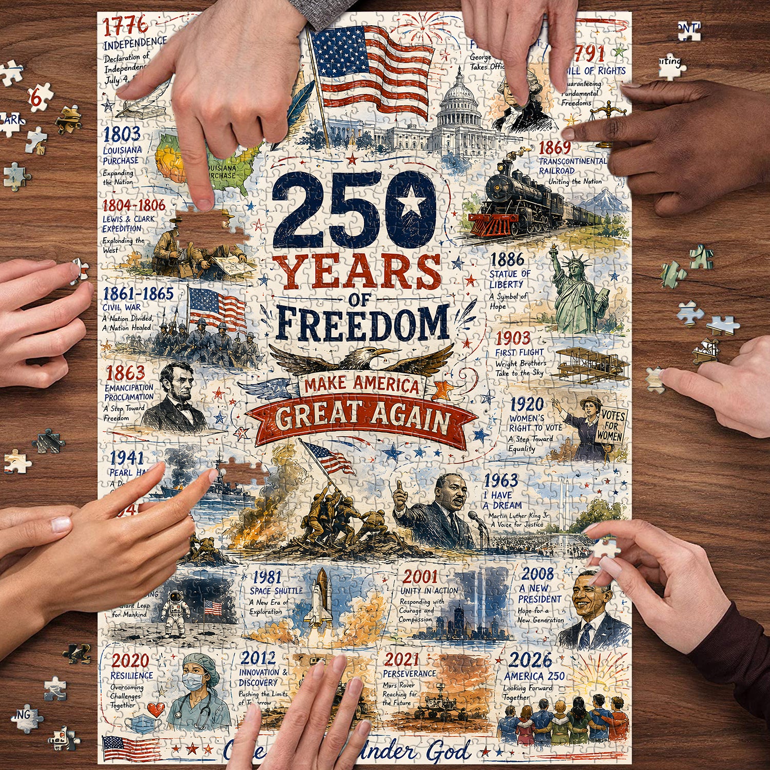 Puzzle delle pietre miliari dell'America, 1000 pezzi
