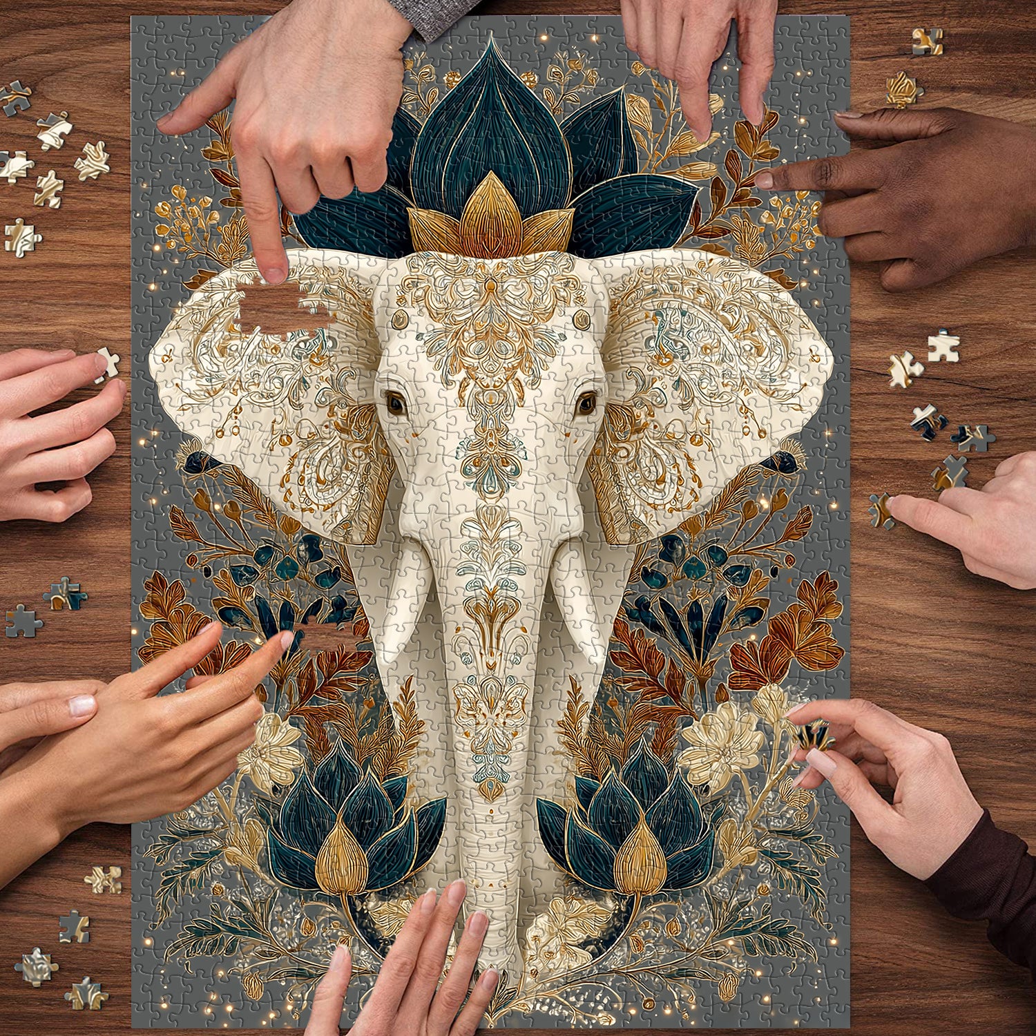 Golden Elephant Whispers Jigsaw Puzzle 1000 Pieces
