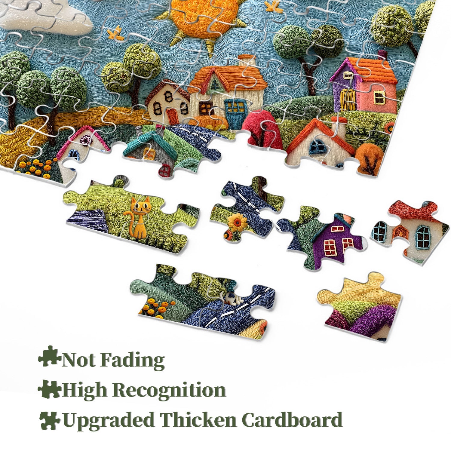 Whimsical Wool Village Jigsaw Puzzle 1000 Pieces
