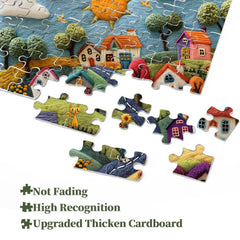 Whimsical Wool Village Jigsaw Puzzle 1000 Pieces