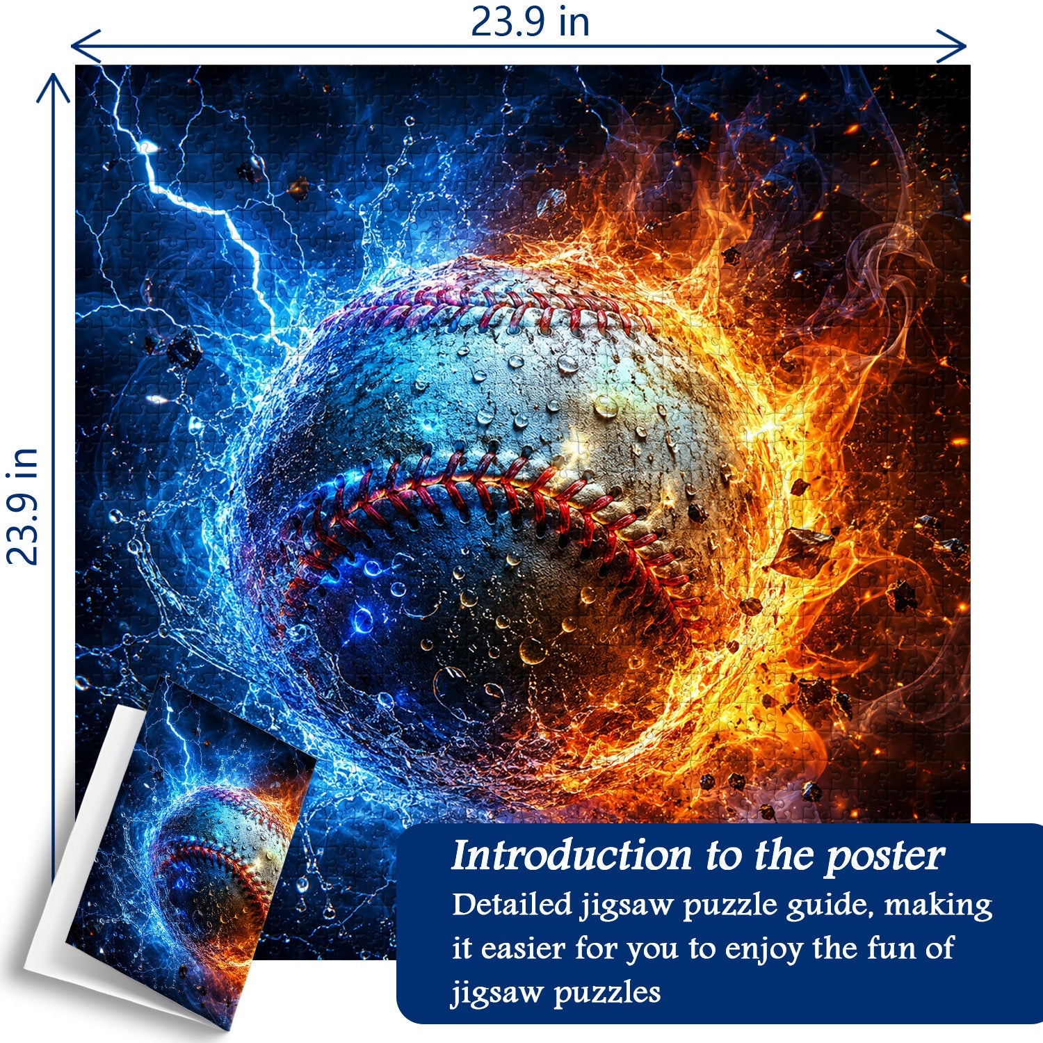 Fire Ice Baseball Jigsaw Puzzle 1000 Pieces
