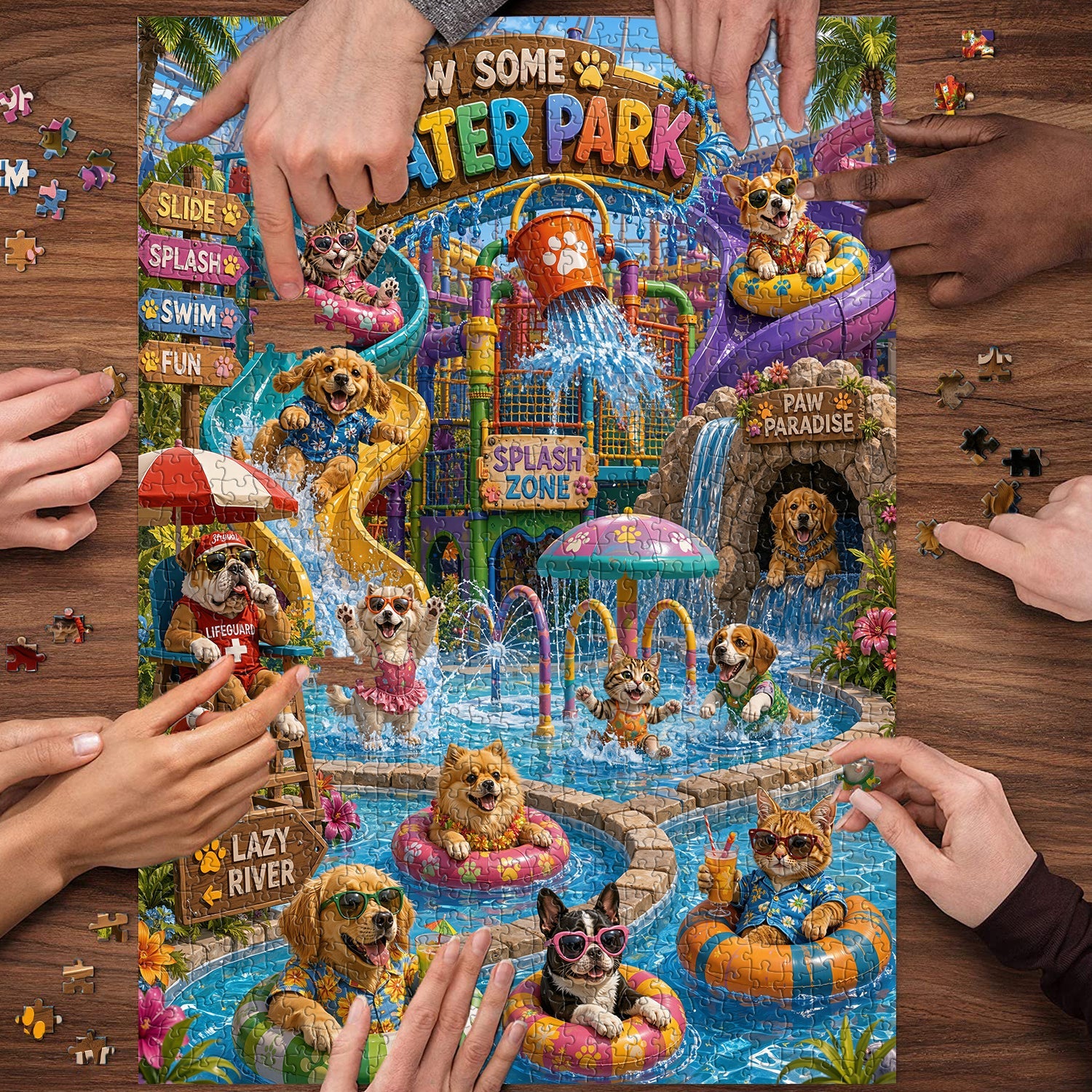 Niedliches Haustier-Wasserpark-Puzzle, 1000 Teile