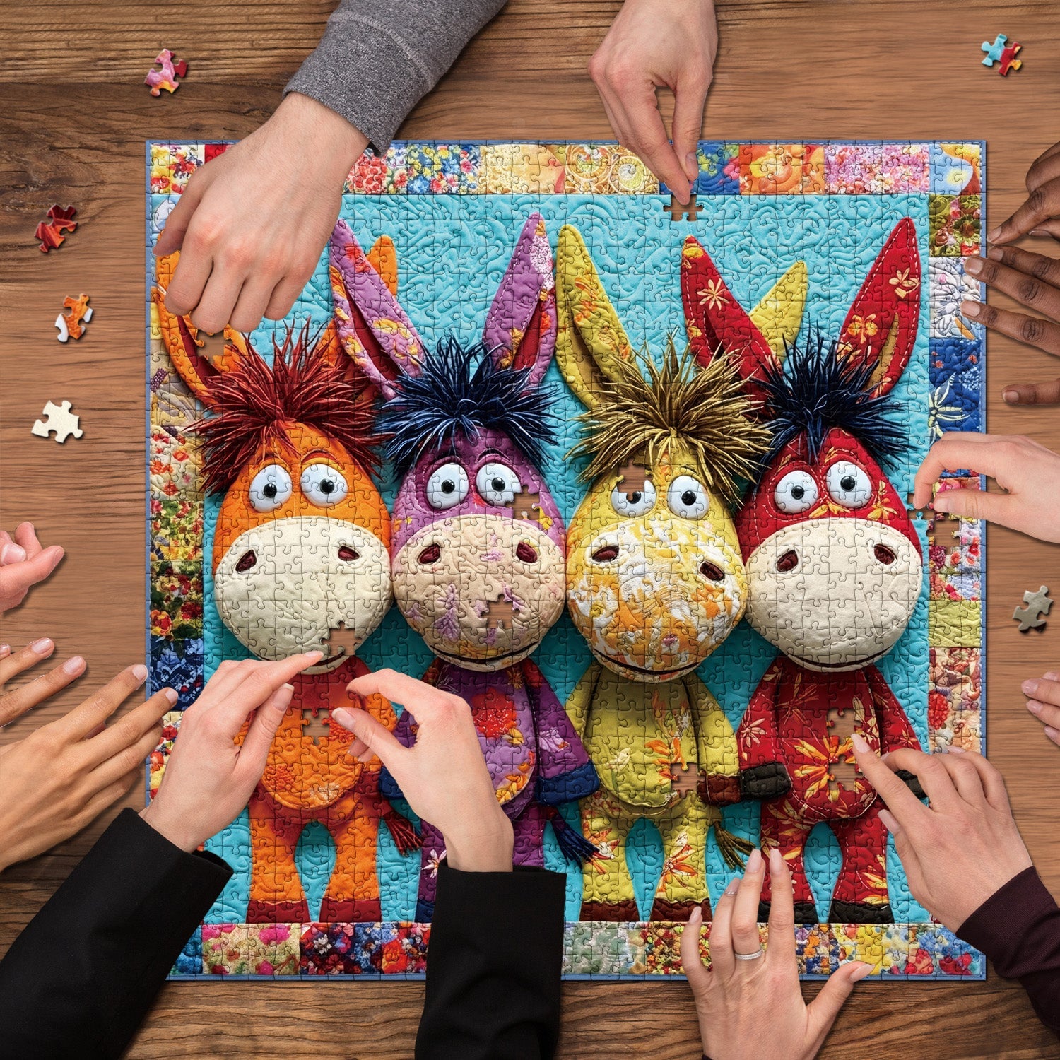 Quilted Donkeys&nbsp;Jigsaw Puzzle 1000 Pieces