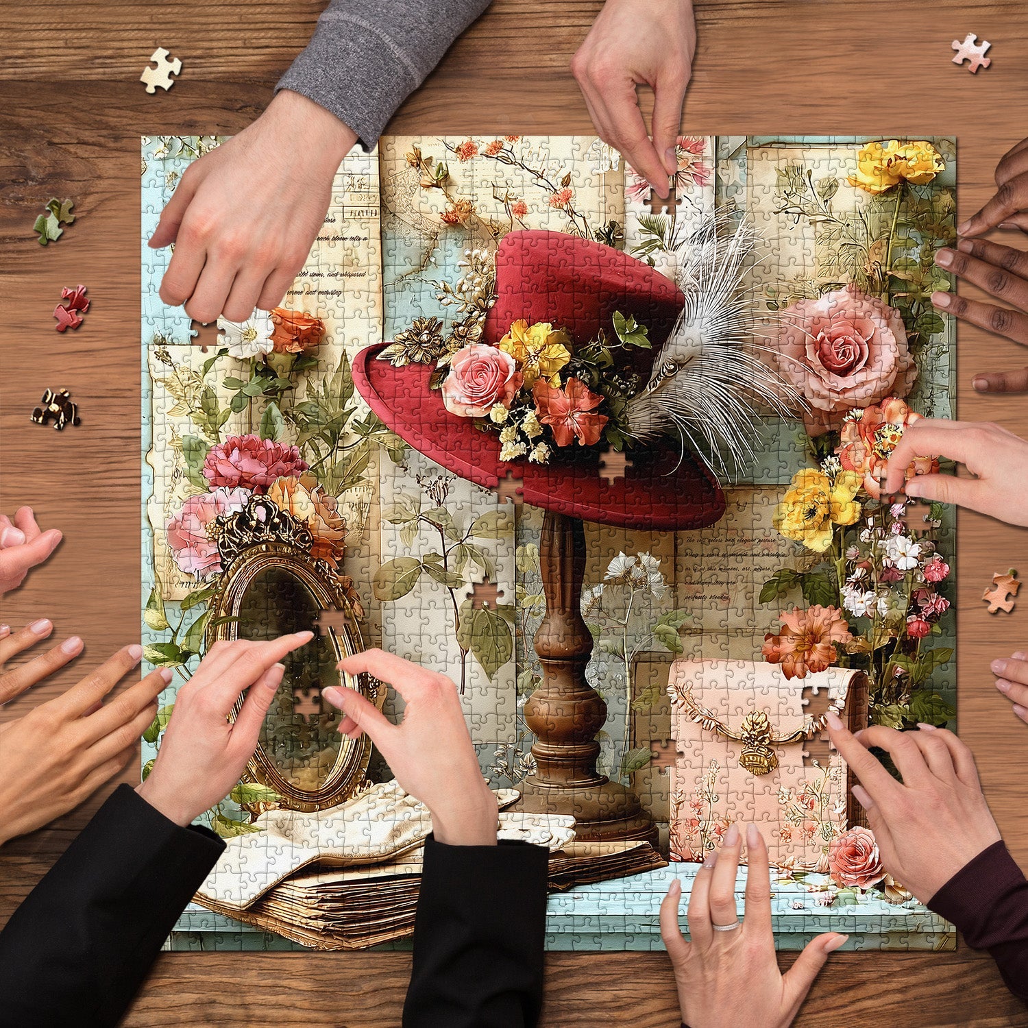Vintage Floral Hat Jigsaw Puzzle 1000 Pieces