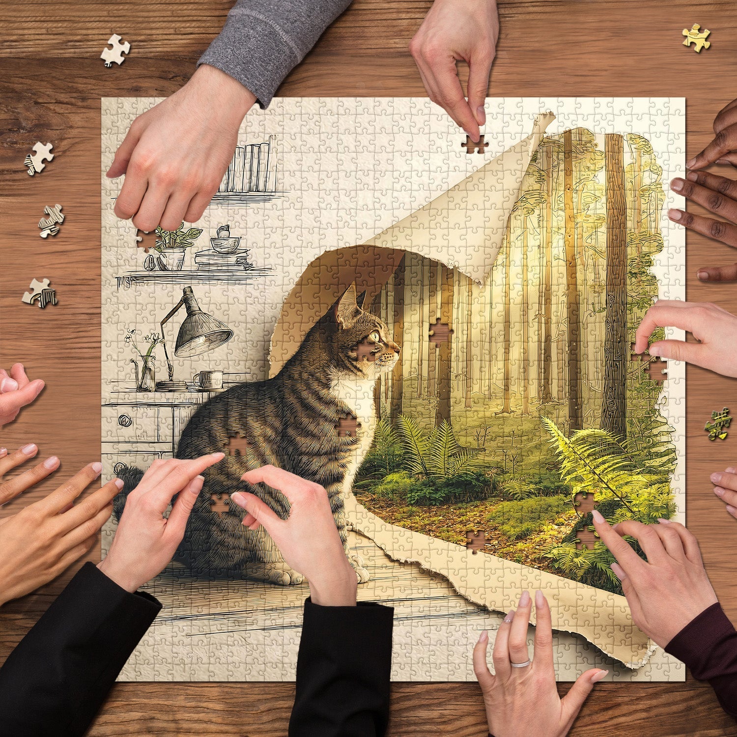 The Exploring Cat Jigsaw Puzzle 1000 Pieces