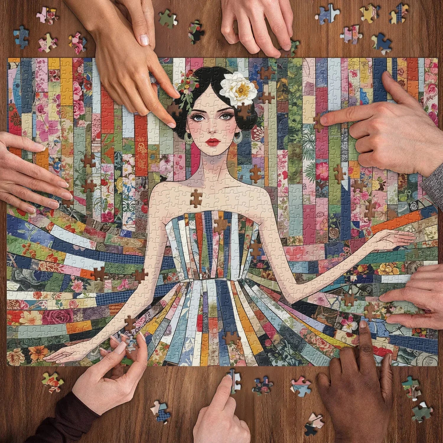 Rompecabezas de niña de patchwork de 1000 piezas