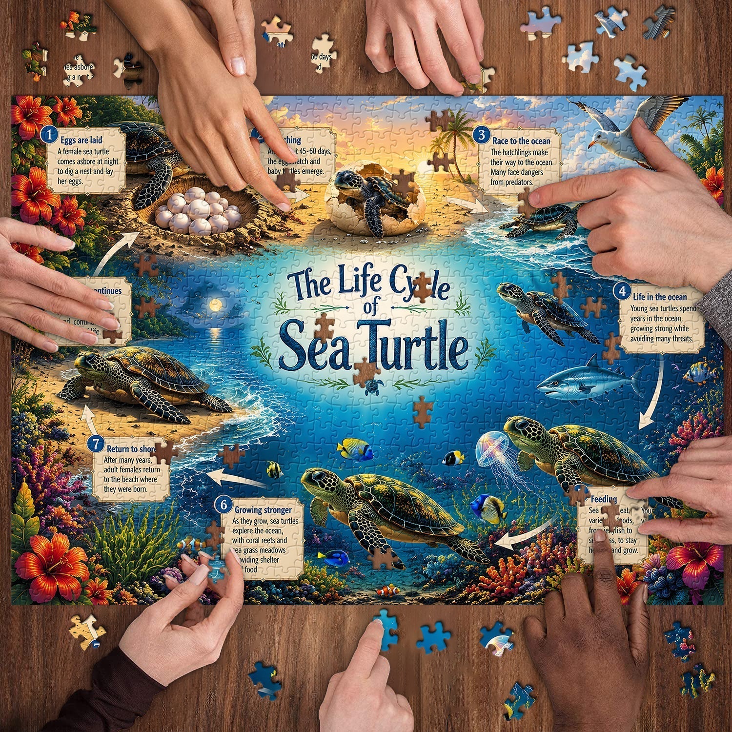 Meeresschildkröten-Lebensreise-Puzzle, 1000 Teile