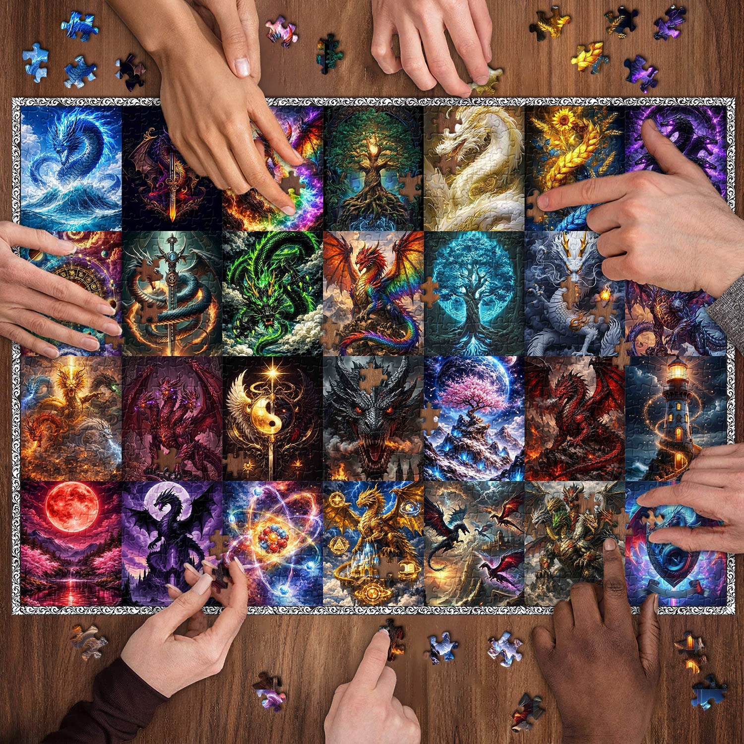 Elemental Dragon Collage Jigsaw Puzzle 1000 Pieces