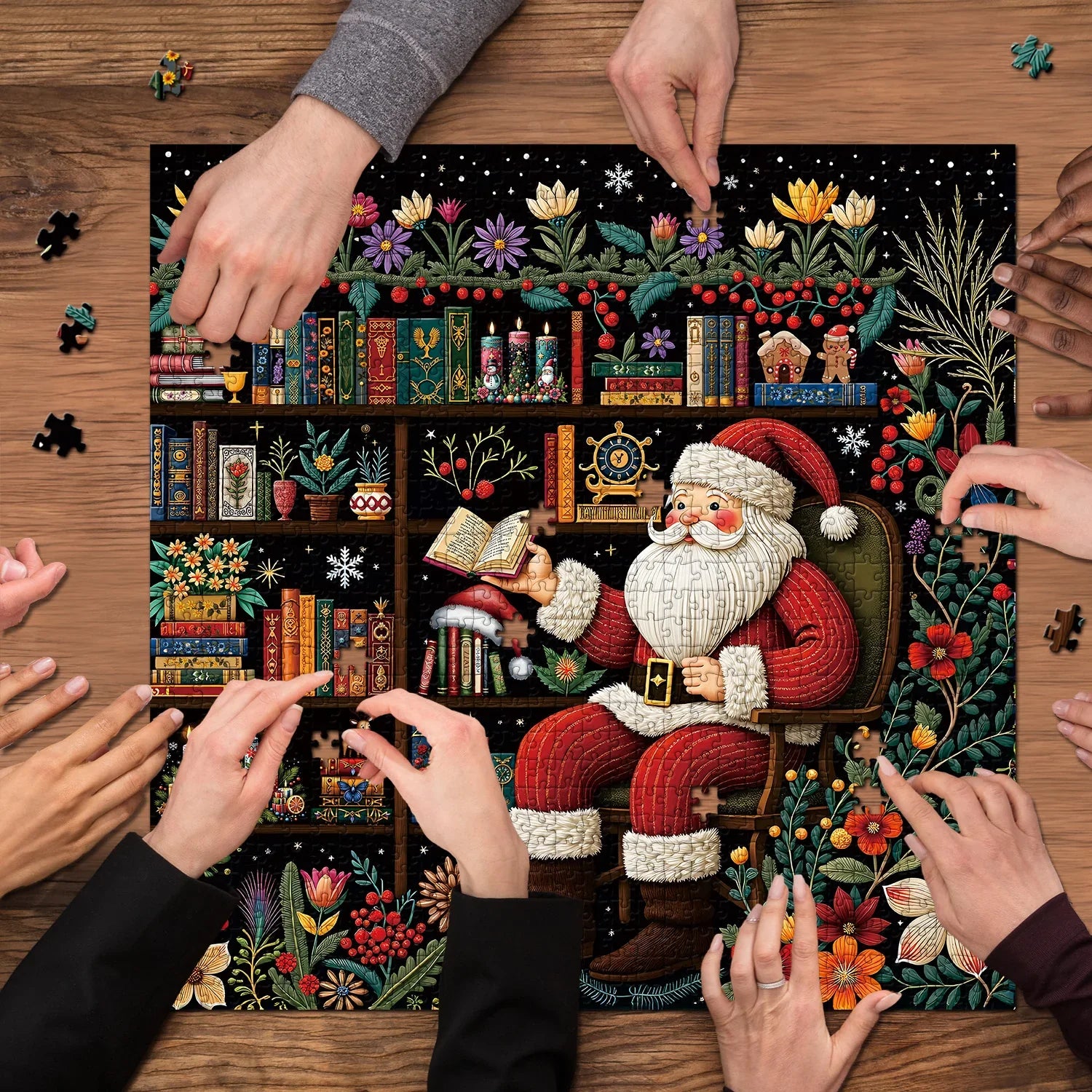 Santa's Garden Reads Jigsaw Puzzle 1000 Pieces