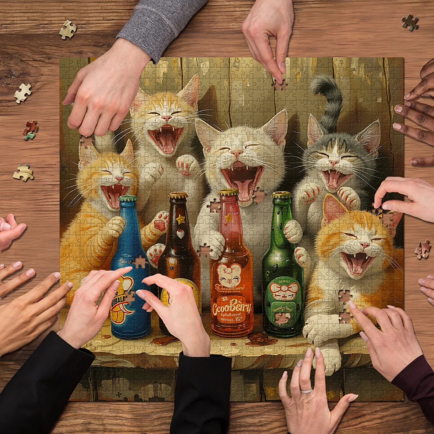 Happy Cat Wine Party Puzzles 1000 Stücke