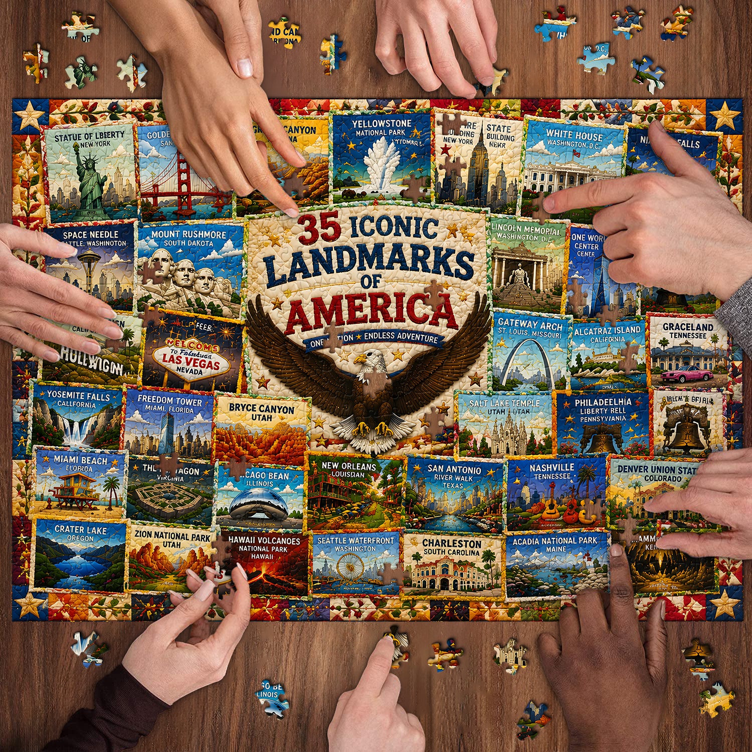 USA Iconic Sights Jigsaw Puzzle 1000 Pieces