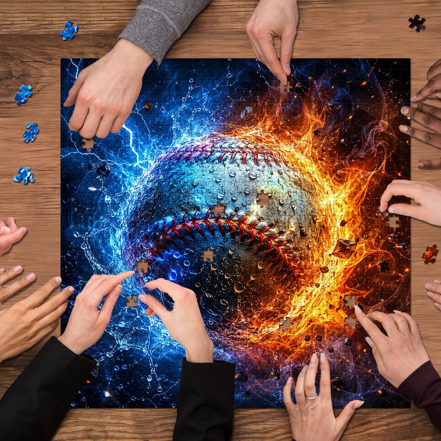 Fire Ice Baseball Jigsaw Puzzle 1000 Pieces