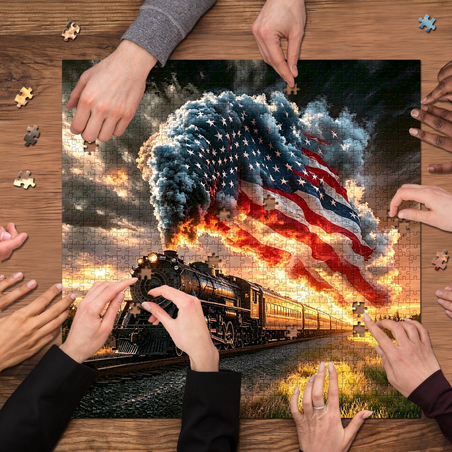 Western Sunset Train Puzzle 1000 Teile